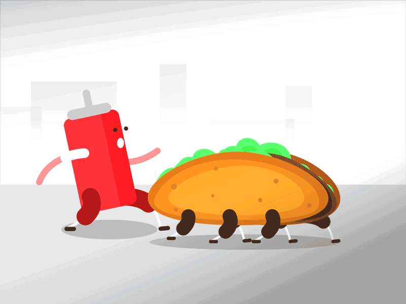 Running Food! animation art direction artwork bottle burger design digital art gif graphic design illustration ketchup motion graphics running running cycle running man vector