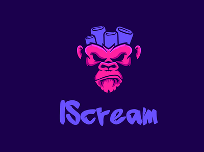 I Skream Logo brand branding design icecream logo logotype monkey typography vector