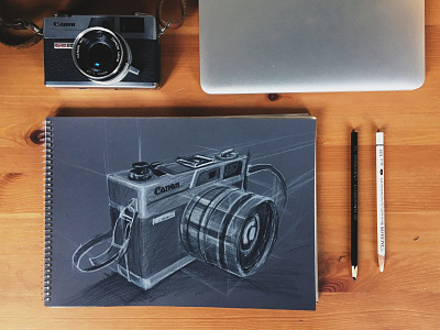 Canon camera canon illustration product design rangefinder sketch traditional