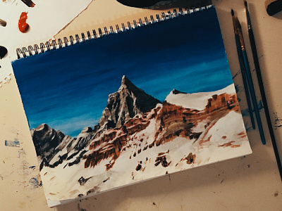 Cervinia acrylic cervinia illustration italy mountain painting traditional