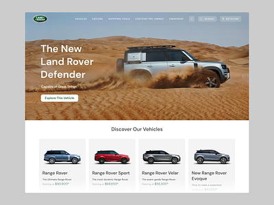 Land Rover redesign concept — Landing page automotive automotive design desktop digital design figma figmadesign interface landing page suv web website design