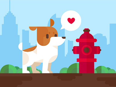 Dogs fall in love too dog flat funny illustration love