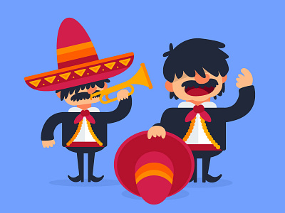 Mexican mariachis illustrations