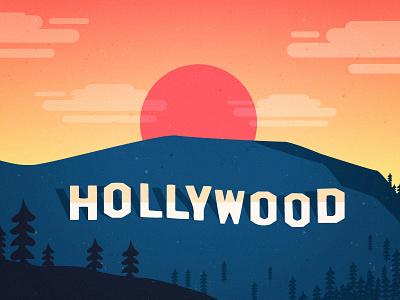 Sunset over Hollywood california hollywood postcard sign sunset travel