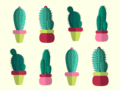 Cacti love cactus girly illustration isolated