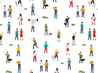 Isometric people pattern