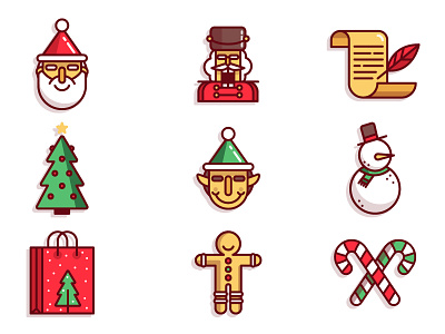 Christmas icons christmas festive gift holidays icon santa snowman