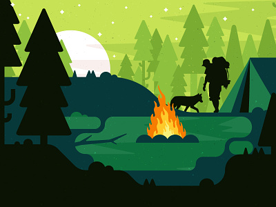Illustration by the campfire campfire camping illustration landscape
