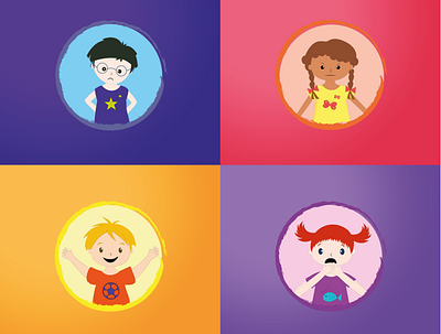 Illustrations for Kids' Book adobe illustrator character emotions fear flat illustrator joy kids kids book kids illustration love lovely minimal vector vectorart