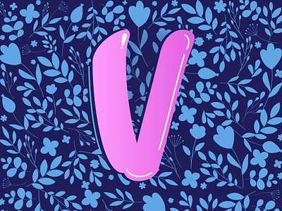 self-love blue flower illustration lettering name pink spring