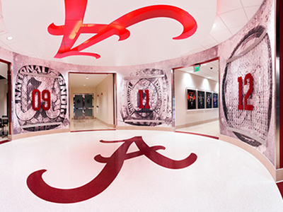 Alabama Football Mal Moore Renovation (Forty Nine Degrees) acrylic alabama ceiling design environmental football graphic photoshop router sports waterjet