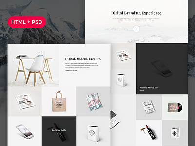 'Snow' Free HTML + PSD Portfolio agency clean free html free psd freebie gallery minimal portfolio