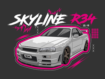Nissan Skyline R34 design graphic design illustration vector