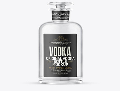 Download Psd Mockup Clear Glass Vodka Bottle Mockup design graphic design