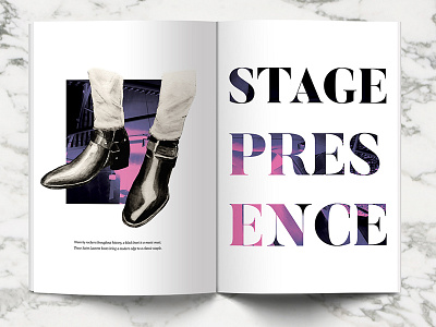 In Stride Magazine Spread boots debut fashion first shot illustration layout magazine photography print stage vintage watercolor