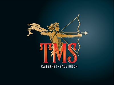 TMS Wine label apollo archer arrow cabernet design label logo m s wine