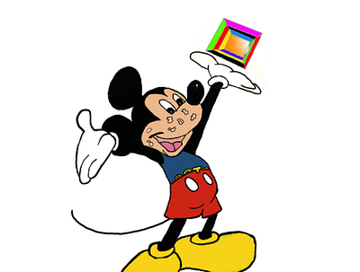Sick Mickey Mouse cartoon disney illustration