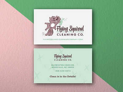 Cleaning Company Business Cards business cards illustration logo squirrel
