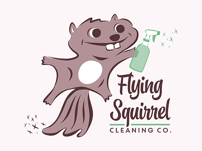 Flying Squirrel Cleaning Co. Logo cleaning illustration logo squirrel