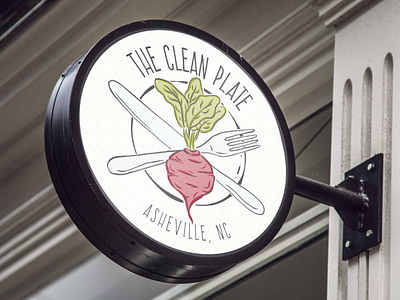 The Clean Plate Signage beet illustration logo organic restaurant signage
