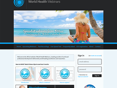 World Health Webinars website design