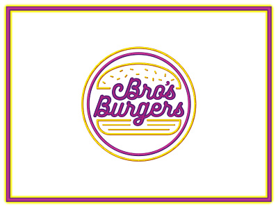 Bro's Burgers unused logo burger food truck logo neon