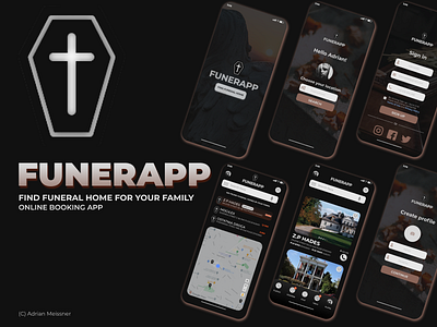 FUNERAPP app application branding design funeral graphic design logo typography ui ux