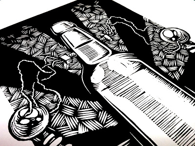 Label in progress art ink linocut print printmaking progress