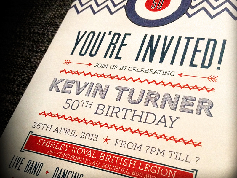 You're Invited! invitation birthday happy birthday typography card print retro mod lambretta 50th birthday