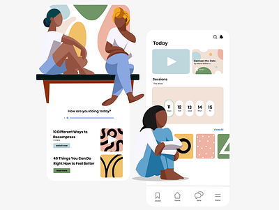 Miscellaneous Illustrations - Therapy App app character design illustration social ui