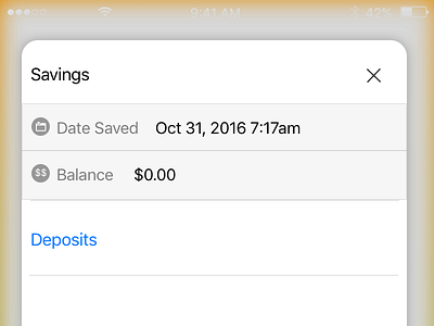 Savings Detail Screen