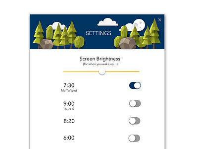 DailyUI - #day07 Settings UI blue day design flat green moon night settings sun ui yellow