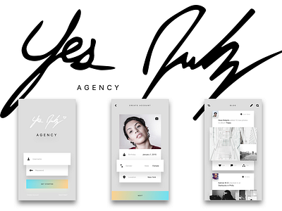 YJ - Blog/Shop Mobile App Concept agency art blog design login minimal mobile photography shopping yesjulz