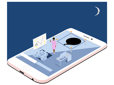 Work Ethic blue day design gears iphone moon night perspective sun