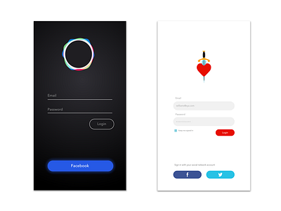 Login Screen Concept black concept design heart login