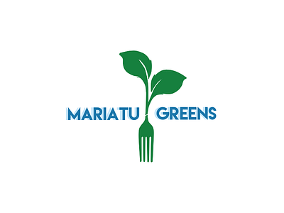Mariatu Greens blue branding chef font food fork green leaf logo