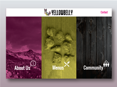 Yellowbelly Homepage Redesign chicken design food mountains restaurant restaurant website triptych web design website design yellowbelly