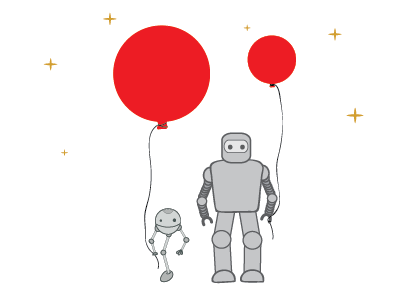 Robots balloons cute illustration illustrator robot robots