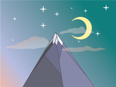 Mt. Didn't-Make-The-Cut clouds illustration illustrator moon mountain mountains sky