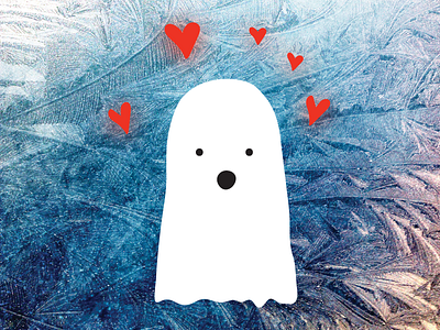 Hey Boo - Ghost Valentine cartoon ghost heart illustration illustrator valentine