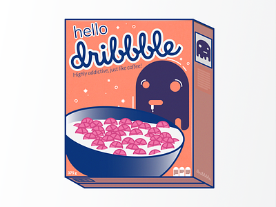 Hello Dribbble! breakfast cereal cereal box debut design dribbble flat hello illustration vector