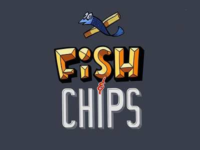 Fish and Chips cartoon character fish hand letters illustration ipad lettering letters logo procreate