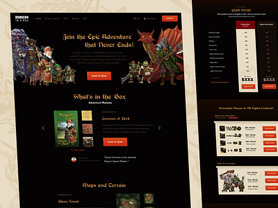 Epic Adventure RPG Landing Page character dark ui dark web design graphic design illustration landing page rpg ui ux web