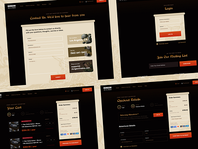 Inner Pages - Contact, Login, Cart and Checkout Details cart character checkout contact graphic design landing page login rpg ui ux web design