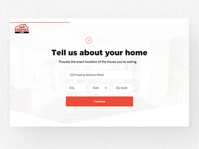 Simple listing a house - Onboarding Step animation contact contact form form landing form website housing list listing a home listing home real estate realestate realtor form sell house ui upsell upsell form ux