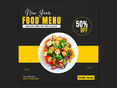 New Year Food Menu Social Media Post Design design graphic design offer social media post square template