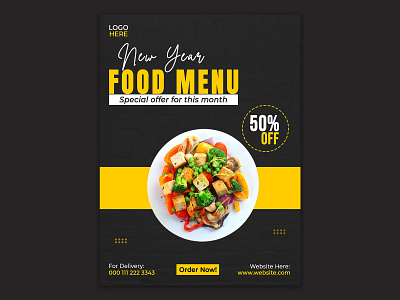 New Year Food Menu Poster Design design graphic design party invitation