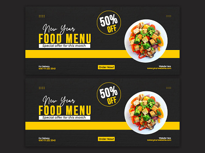 New Year Food Menu Facebook Cover Post Design menu design