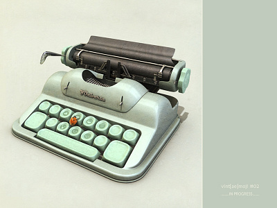Vintaemoji02 c4d emoji ladybug love message typewriter vintage