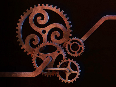 triskele gears 3d c4d gears rust triskele